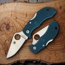 Spyderco Manbug Lockback Folding Knife 2" K390 Steel Blade Blue FRN Handle