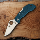 Spyderco Manbug Lockback Folding Knife 2" K390 Steel Blade Blue FRN Handle