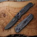 SRM Knives 255L-FB2 Folding Knife 3.25" 140Cr Steel Blade Carbon Fiber Handle