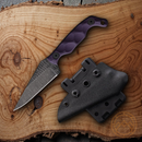Stroup Knives Mini Fixed Knife 3" 1095HC Steel Blade Purple Sculpted G10 Handle