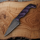 Stroup Knives Mini Fixed Knife 3" 1095HC Steel Blade Purple Sculpted G10 Handle