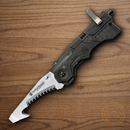 Smith & Wesson Rescue Folding Knife 3" Stainless Steel Blade Black/Green Synthetic Handle