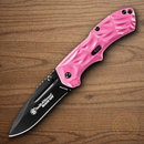 Smith & Wesson Mini BLOP2 MAGIC Folding Knife 2 1/2" 4034 Steel Blade Pink Aluminum Handle