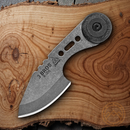 TOPS 3 Bros Neck Fixed Knife 2" 1095HC Steel Blade Black Canvas Micarta Handle