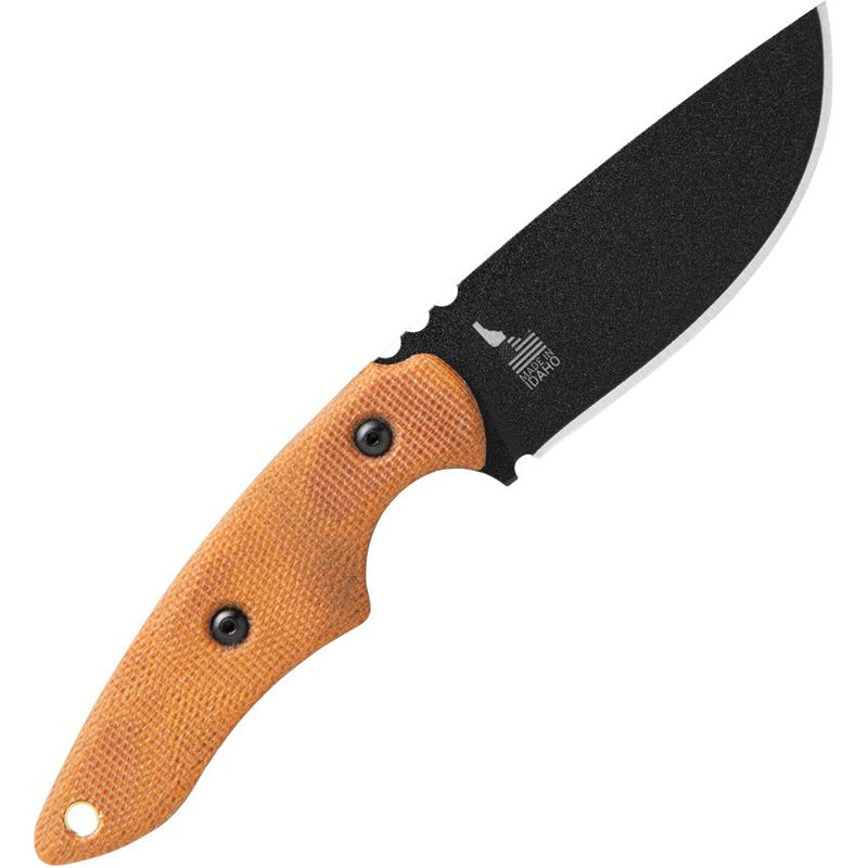 TOPS 3 Pointer Fixed Knife 3.13" Black Traction Coated 1095HC Steel Full Tang Blade Tan Canvas Micarta Handle 3PR02 -TOPS - Survivor Hand Precision Knives & Outdoor Gear Store