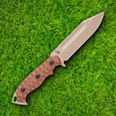 TOPS M-Pat Fixed Knife 4.88" 1095 Carbon Steel Blade Tan Canvas Micarta Handle