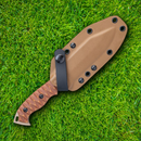TOPS M-Pat Fixed Knife 4.88" 1095 Carbon Steel Blade Tan Canvas Micarta Handle