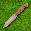 TOPS M-Pat Fixed Knife 4.88" 1095 Carbon Steel Blade Tan Canvas Micarta Handle