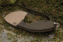 TOPS Backwoods Fixed Knife 2.87" 1095HC Steel Full Tang Blade Green Canvas Micarta Handle