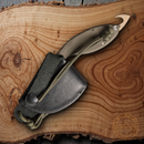 TOPS Backwoods Fixed Knife 2.87" 1095HC Steel Full Tang Blade Green Canvas Micarta Handle