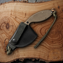TOPS Backwoods Fixed Knife 2.87" 1095HC Steel Full Tang Blade Green Canvas Micarta Handle