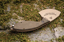 TOPS Backwoods Fixed Knife 2.87" 1095HC Steel Full Tang Blade Green Canvas Micarta Handle