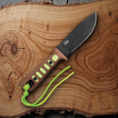 TOPS Lite Trekker Survival Fixed Knife 4.25" 1095HC Steel Full Blade Micarta / Green Composition
