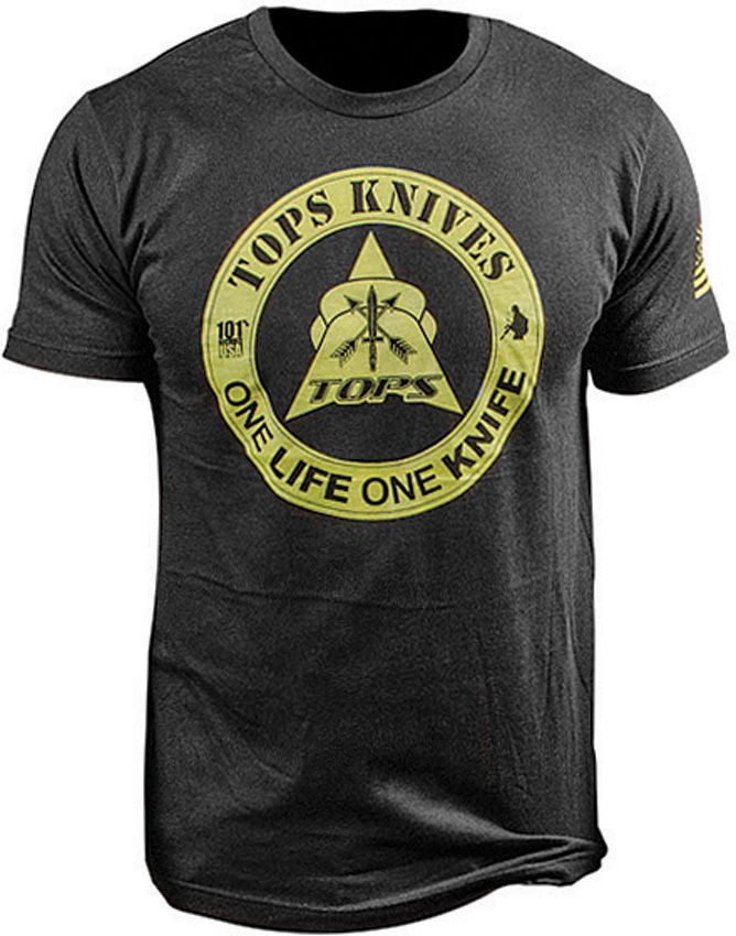 TOPS T-Shirt One Life One Knife Logo On Front XXL Polyester / Ringspun Cotton Construction TS1LBLKXXL -TOPS - Survivor Hand Precision Knives & Outdoor Gear Store