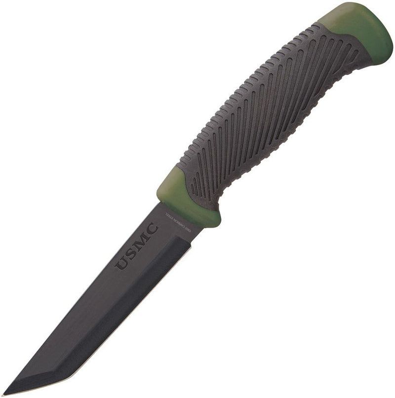 United Cutlery USMC Tactical Fixed Knife 4" 1065 Carbon Steel Tanto Blade Green Rubberized TPU Handle 3403 -United Cutlery - Survivor Hand Precision Knives & Outdoor Gear Store