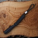 We Knife Co Paracord Lanyard Black Braided Construction Titanium Bead 7.63" Overall