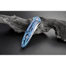 Artisan Hoverwing Folding Knife 3.75" S35VN Steel Blade Blue Titanium Handle