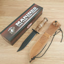 Case XX US Marine Corps Fixed Knife 7" 1095 Steel Blade Grooved Leather Handle 334