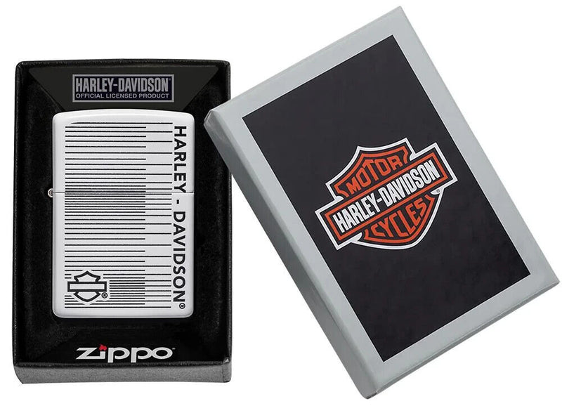 Zippo Lighter Harley-Davidson Design Windproof White Matte All Metal One Piece Construction 0.5" x 2.25" 20101 -Zippo - Survivor Hand Precision Knives & Outdoor Gear Store