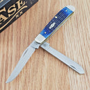 Case XX Mini Trapper Pocket Knife Surgical Steel Blades Navy Blue Jigged Bone Handle 02838