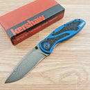 Kershaw Blur Linerlock Folding Knife 3.5" Damascus Steel Blade Aluminum Handle