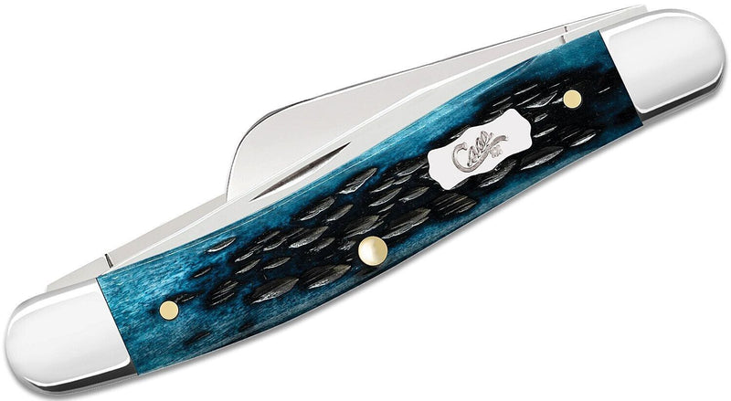 Case XX Stockman Pocket Knife Tru-Sharp Surgical Steel Clip / Sheepsfoot And Spey Blades Pocket Worn Peach Seed Jig Mediterranean Blue Bone Handle 51851 -Case Cutlery - Survivor Hand Precision Knives & Outdoor Gear Store