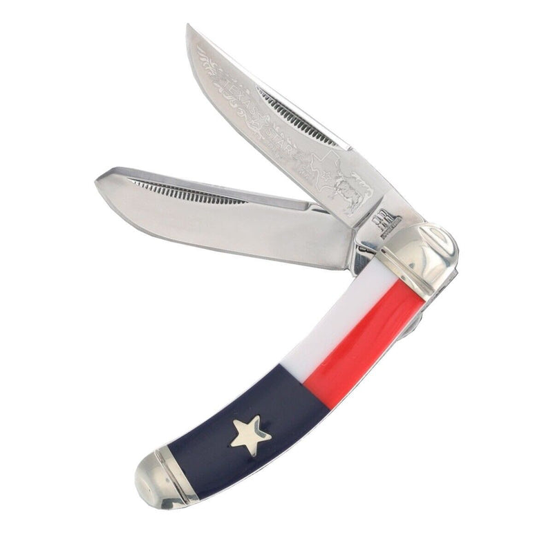 Rough Ryder Texas Star Sowbelly Trapper Pocket Knife 440 Steel Clip And Spey Blades Smooth Bone Handle 2501 -Rough Ryder - Survivor Hand Precision Knives & Outdoor Gear Store