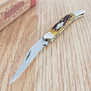 Rough Ryder Baby Toothpick Folding Knife Stainless Steel Blade Amber Bone Handle