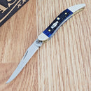 Case XX Small Texas Toothpick Folding Knife 2.25" Surgical Steel Blade Blue Bone Handle 02804