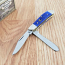 Frost Cutlery Dog Leg Trapper Pocket Knife Stainless Blades Smooth Bone Handle