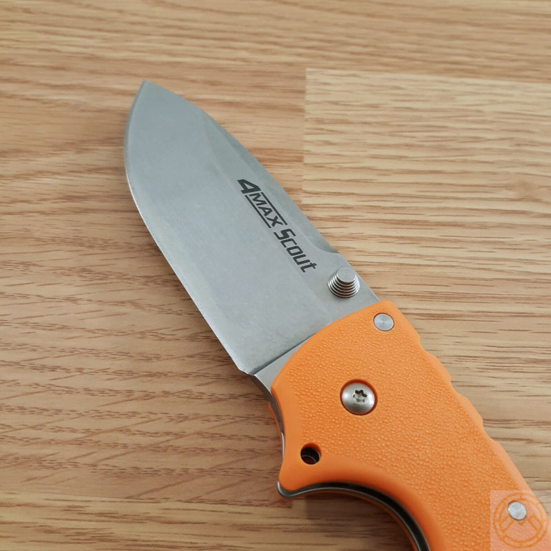 Cold Steel 4-Max Scout Lockback Folding Knife 4" AUS-10A Steel Blade Orange Griv-Ex Handle 62RQORSW -Cold Steel - Survivor Hand Precision Knives & Outdoor Gear Store