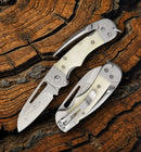 Myerchin Generation 2 Crew Folding Knife 2.5" ProMarine Stainless Blade White Bone Handle