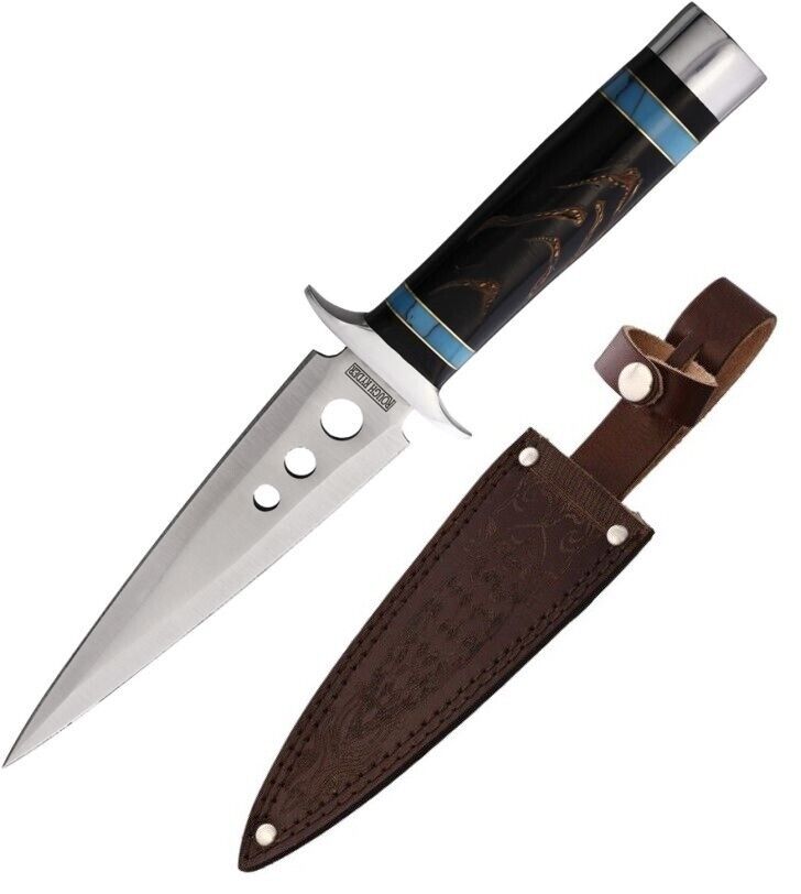 Rough Ryder Pine Cone Fixed Knife 6.75" Double Edge Stainless Steel Blade Horn And Turquoise Handle 2522 -Rough Ryder - Survivor Hand Precision Knives & Outdoor Gear Store