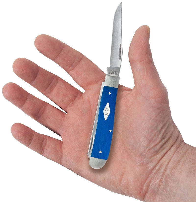 Case XX Mini Trapper Pocket Knife Tru-Sharp Surgical Steel Clip And Spey Blades Smooth Blue G10 Handle 16751 -Case Cutlery - Survivor Hand Precision Knives & Outdoor Gear Store