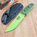 ESEE Model 4 Venom Fixed Knife 4.5" Powder Coated 1095HC Steel Full / Extended Tang Blade Machined Black And Green 3D Machined G10 Handle