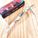 Frost Cutlery Whittler Pocket Knife Mirror Finish Stainless Steel Blades Aspen Burnt Bone Handle