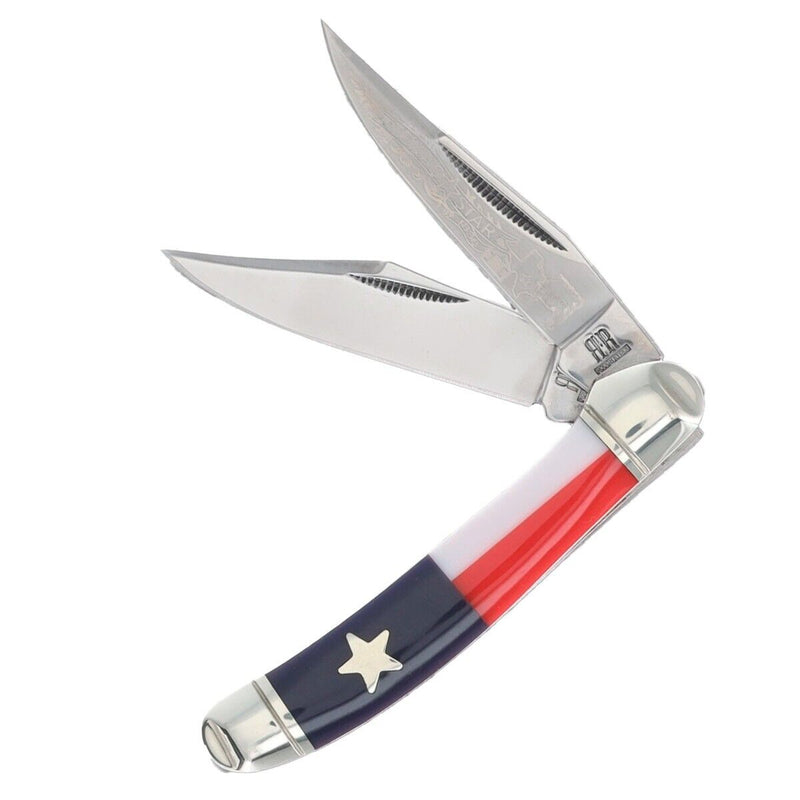 Rough Ryder Texas Star Copperhead Pocket Knife 440A Steel Clip Point Blades Red / White And Blue Smooth Bone Handle 2506 -Rough Ryder - Survivor Hand Precision Knives & Outdoor Gear Store