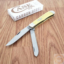 Case XX Cutlery Trapper Pocket Knife Carbon Steel Blades Smooth Yellow Synthetic Handle 00161