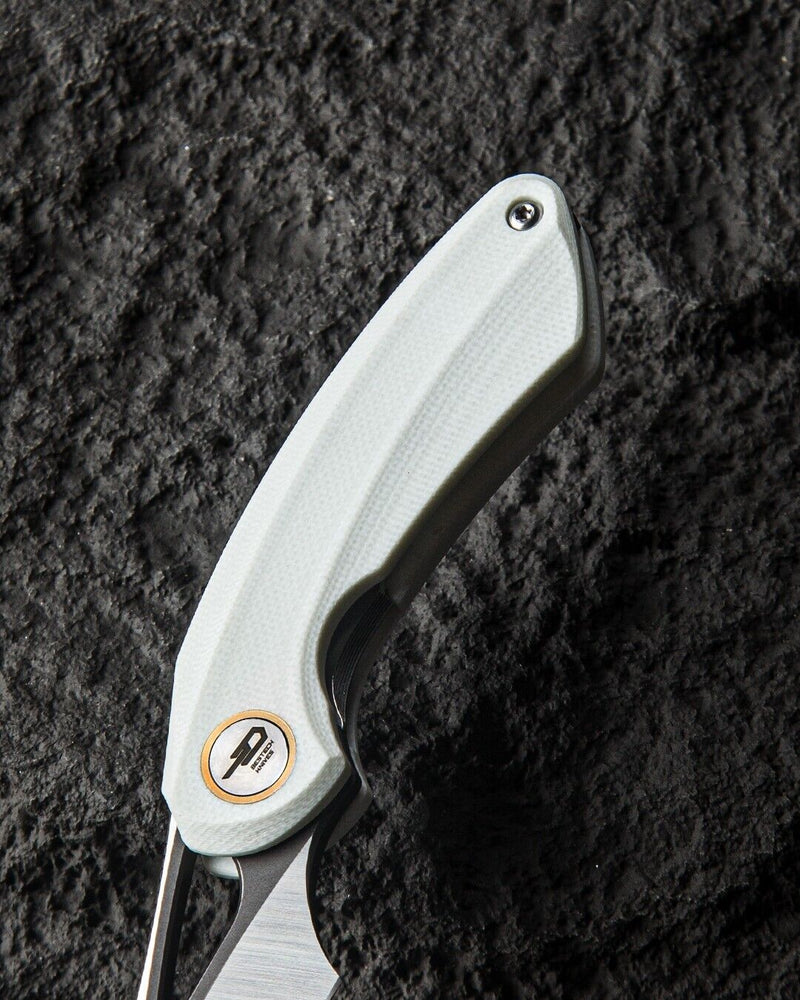 Bestech Knives Bihai Linerlock Folding Knife 2.13" 14C28N Steel Hawkbill Blade White G10 Handle G53E -Bestech Knives - Survivor Hand Precision Knives & Outdoor Gear Store