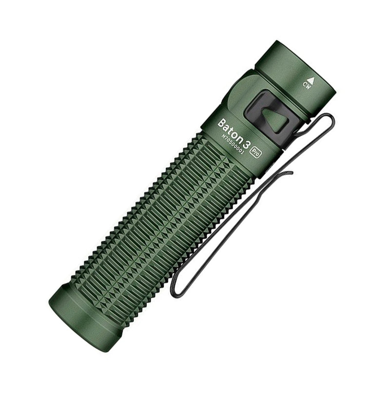 Olight Baton 3 Pro Flashlight OD Green Rechargeable Water And Impact Resistan Aluminum Construction TN3PROODCW -Olight - Survivor Hand Precision Knives & Outdoor Gear Store