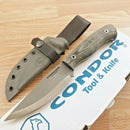 Condor Ripper Fixed Knife 4.5" 1095HC Steel Full Tang Blade Black Micarta Handle