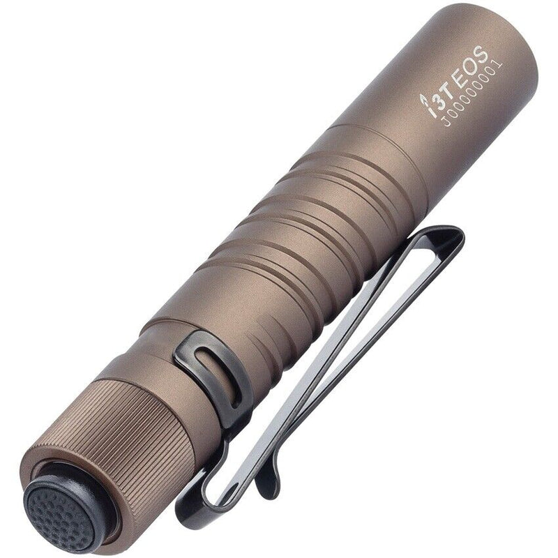 Olight EOS Mini Flashlight Clip Tailcap Switch Impact And Water Resistant Tan Aluminum Construction I3TDT1 -Olight - Survivor Hand Precision Knives & Outdoor Gear Store