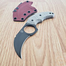Bastinelli Creations Ligament Fixed Knife 2" Black PVD Coated Bohler M390 Steel Hawkbill Blade OD Green Canvas Micarta Handle