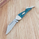 Rough Ryder Small Leg Folding Knife Stainless Blade Blue Smooth Bone Handle
