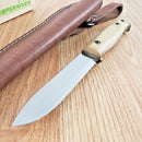 BPS Knives Camping Fixed Knife 4.25" Scandi Grind 1066 Carbon Steel Full Tang Blade Walnut Handle