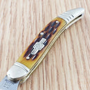 Rough Ryder Baby Toothpick Folding Knife Stainless Steel Blade Amber Bone Handle