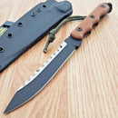 TOPS Ranger Bootlegger 2 Fixed Knife 5" 1095HC Steel Full Sawback Blade Tan Micarta Handle
