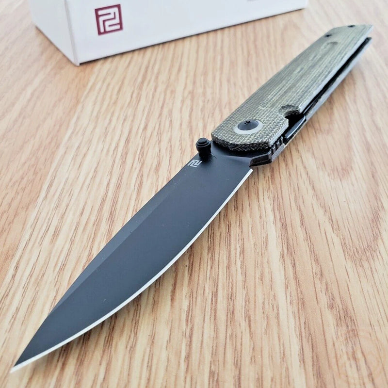 Artisan Sirius Linerlock Folding Knife 3.5" AR-RPM9 Steel Blade Micarta Handle