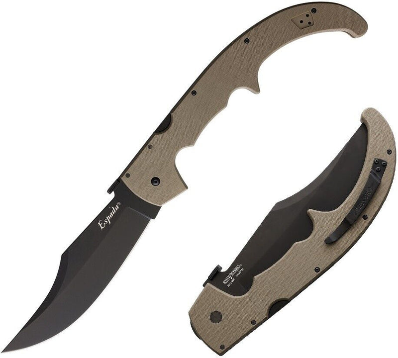 Cold Steel XL Espada Lockback Folding Knife 7.5" AUS-10A Steel Blade Dark Earth G10 Handle 62MGCDEBK -Cold Steel - Survivor Hand Precision Knives & Outdoor Gear Store