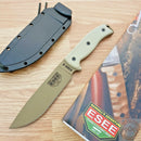 ESEE Model 6 Tactical Dark Earth Fixed Knife 5.75" Powder Coated 1095HC Steel Drop Point Blade Linen Micarta Handle 6PDE